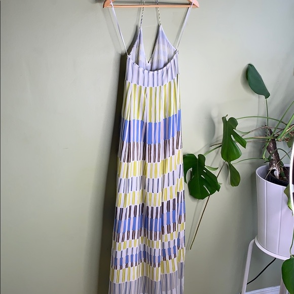 NWT Massimo Dutti SILK Halter Maxi Dress Green - Picture 3 of 6